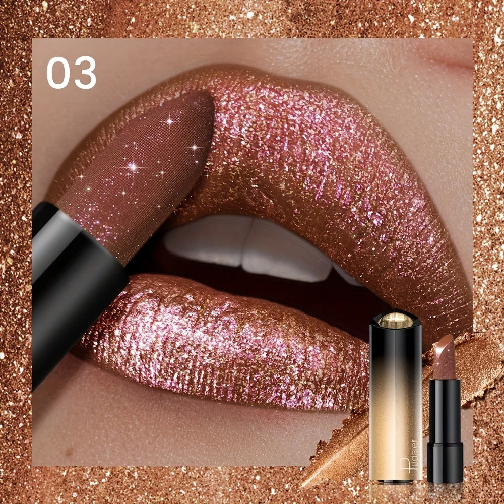 Metallic Shimmer Lipstick – Pearly Glitter Shine