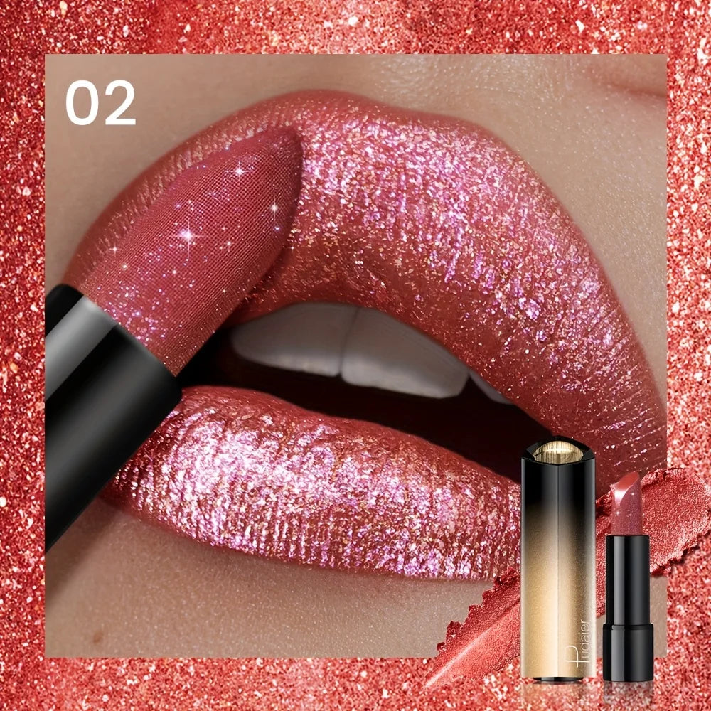 Metallic Shimmer Lipstick – Pearly Glitter Shine