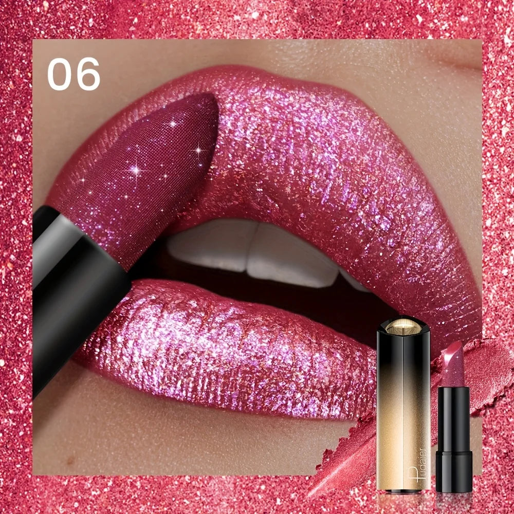 Metallic Shimmer Lipstick – Pearly Glitter Shine