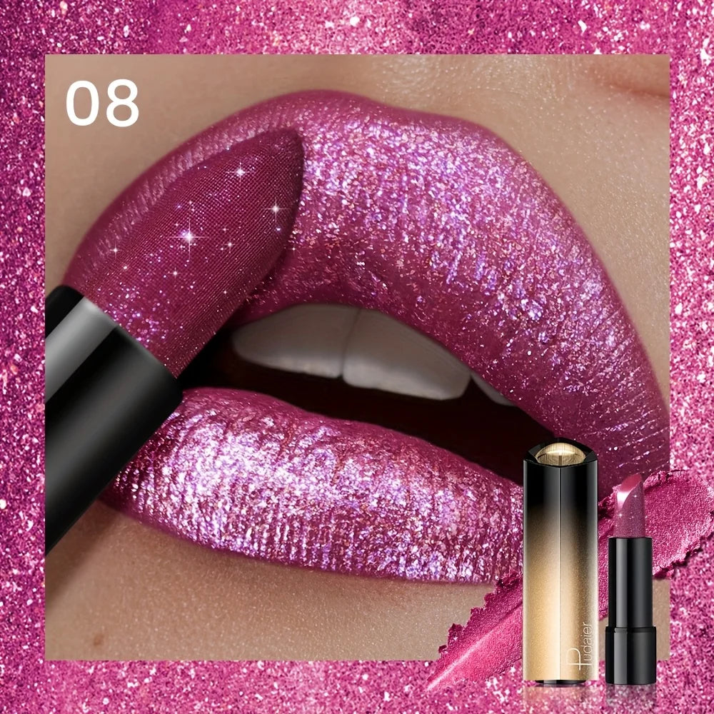 Metallic Shimmer Lipstick – Pearly Glitter Shine